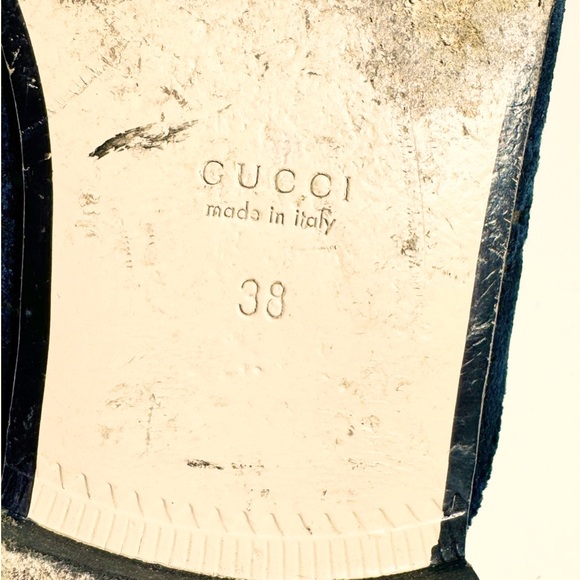 Gucci Princetown Velvet loafers Navy Blue with gold horsebit hardware gg sz 38 - Picture 10 of 10